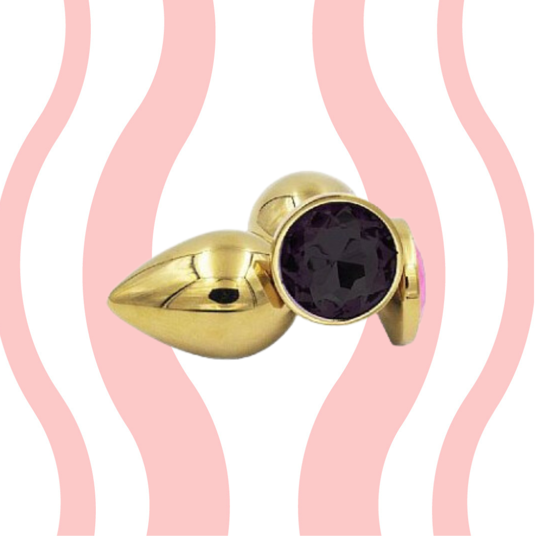 Plug anal Dourado com Cristal brilhante - Carnelian