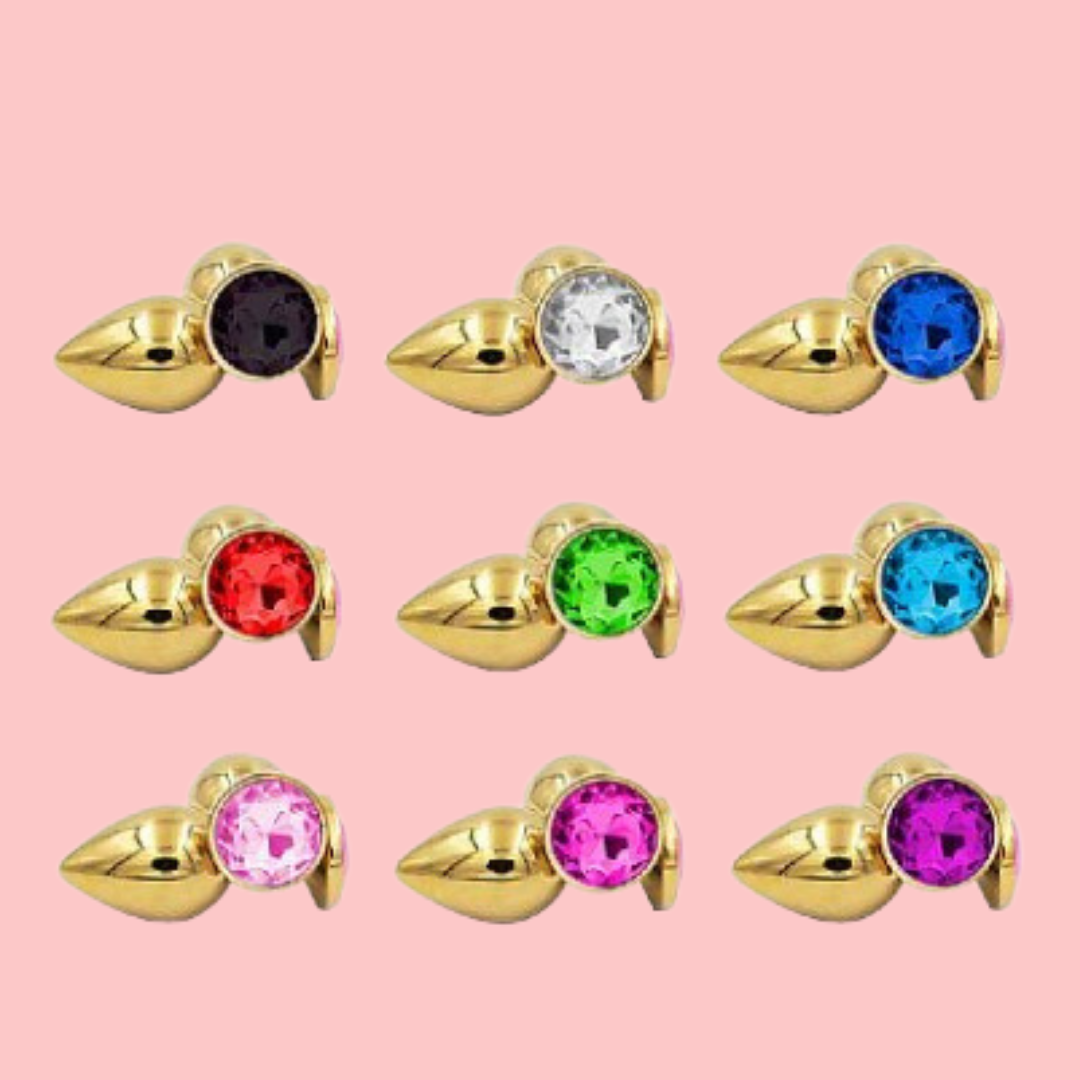 Plug anal Dourado com Cristal brilhante - Carnelian