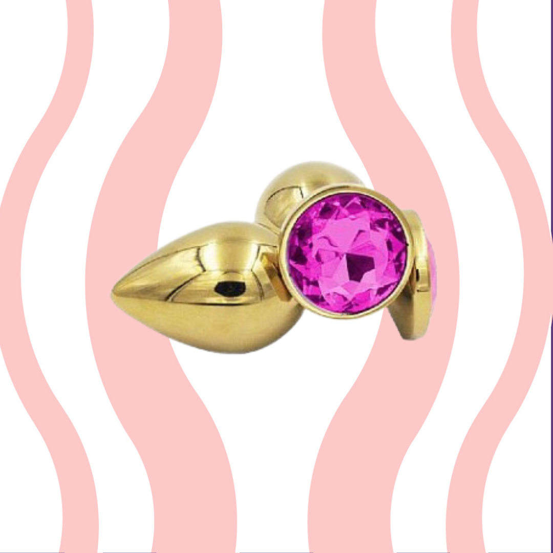 Plug anal Dourado com Cristal brilhante - Carnelian
