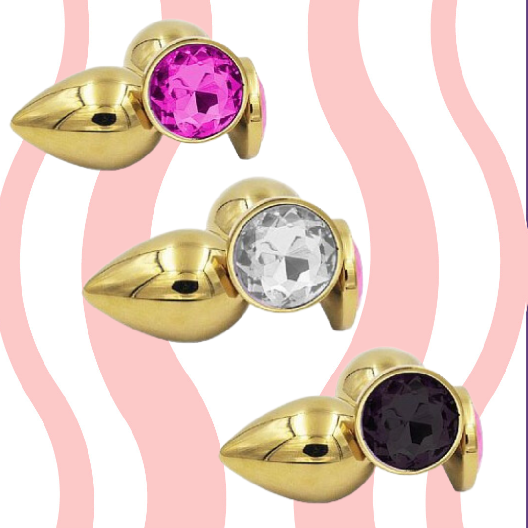 Plug anal Dourado com Cristal brilhante - Carnelian