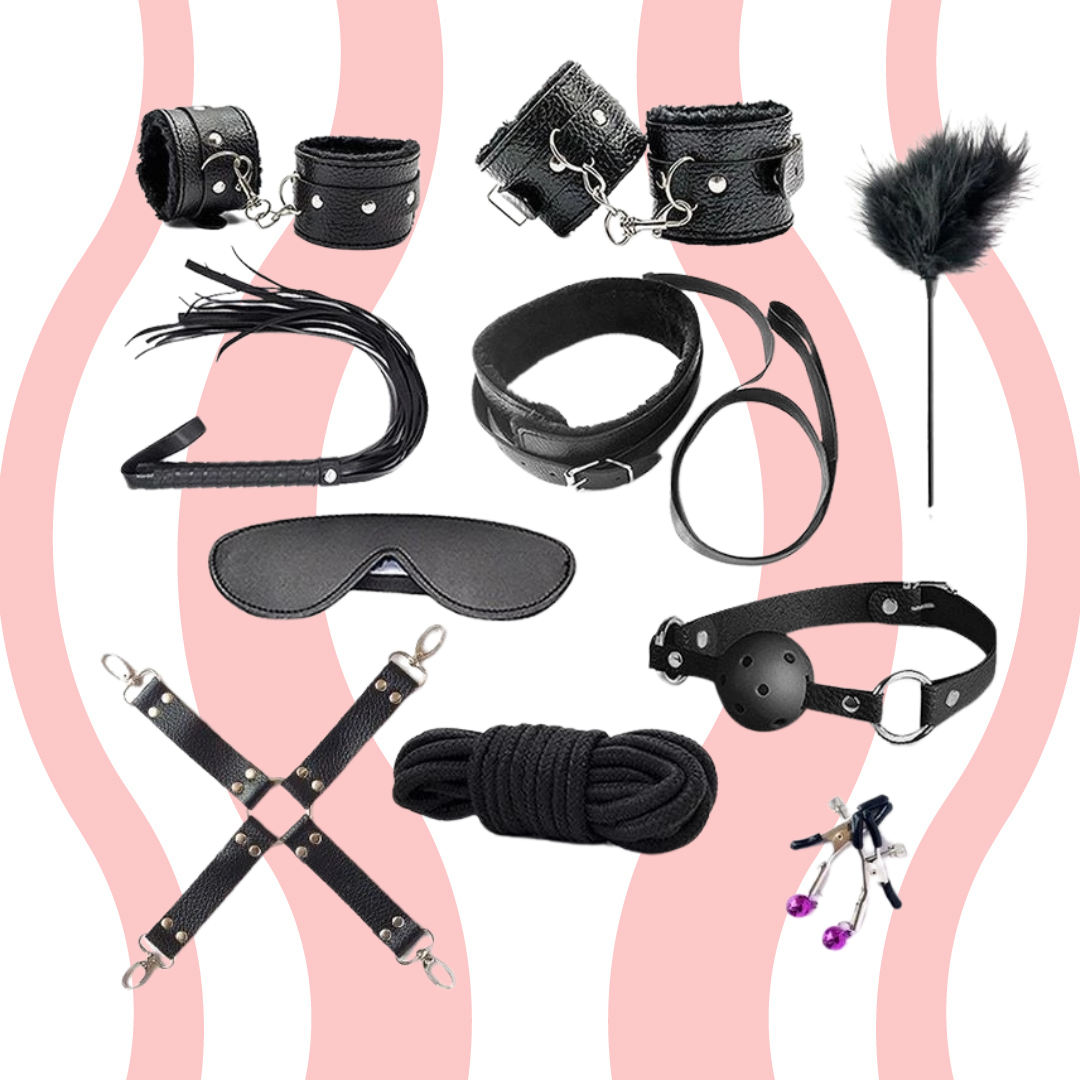 Kit BDSM de Couro 10 peças