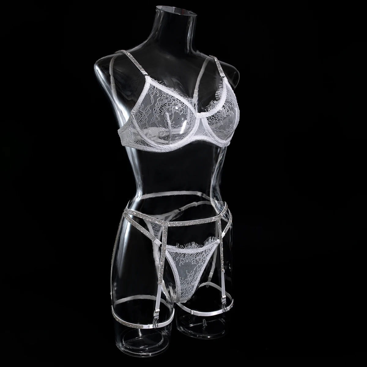 Conjunto Lingerie Angel com Cinta liga - Frete Grátis