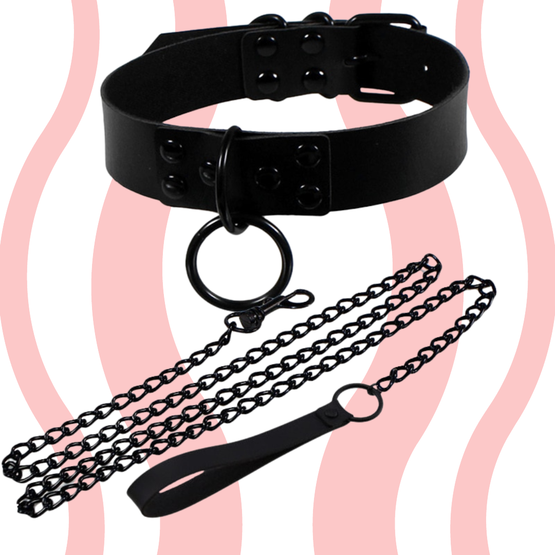 Coleira com guia de corrente BDSM Várias cores - Frete Grátis - Carnelian