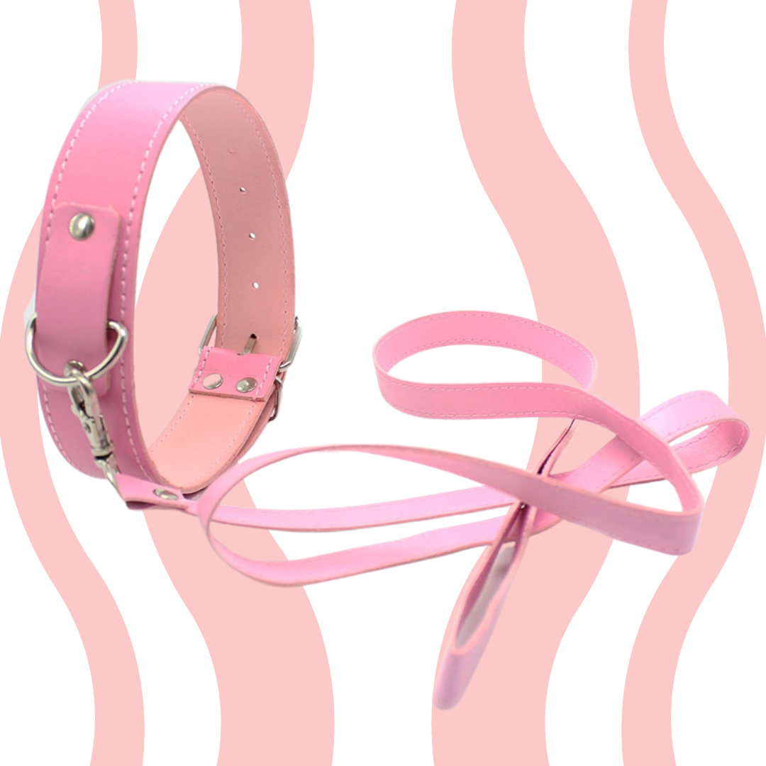 Coleira com guia em couro BDSM - Frete Grátis - Carnelian