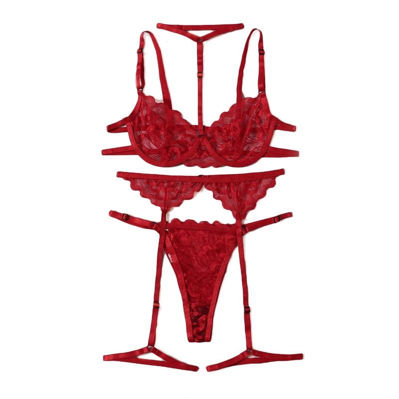 Conjunto Lingerie Carmen com cinta linga - Frete Grátis - Carnelian