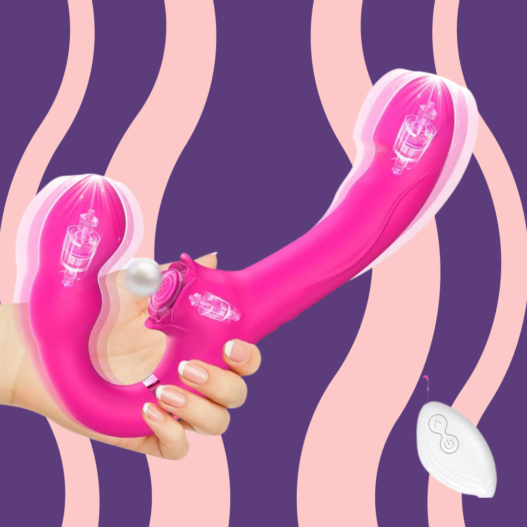 Vibrador Strapless com Flapping e controle remoto GO - Frete Grátis