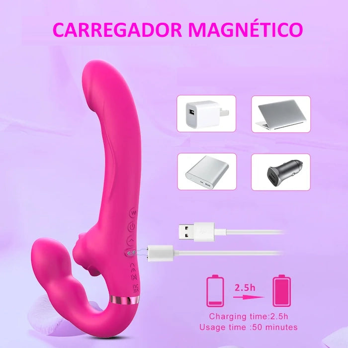 Vibrador Strapless com Flapping e controle remoto GO - Frete Grátis