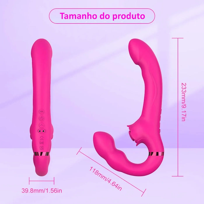 Vibrador Strapless com Flapping e controle remoto GO - Frete Grátis