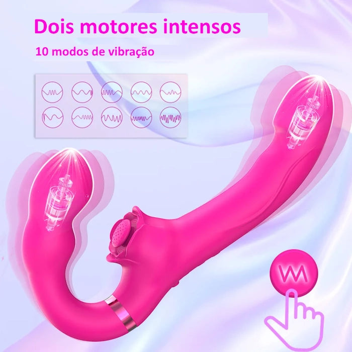 Vibrador Strapless com Flapping e controle remoto GO - Frete Grátis