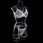 Conjunto Lingerie Angel  com Cinta liga - Frete Grátis