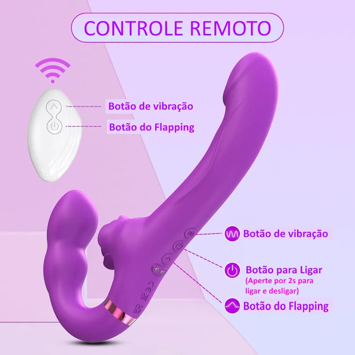 Vibrador Strapless com Flapping e controle remoto GO - Frete Grátis
