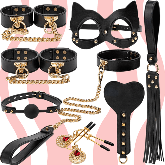 Kit BDSM Bondage Luxuoso de Couro - Frete Grátis - Carnelian