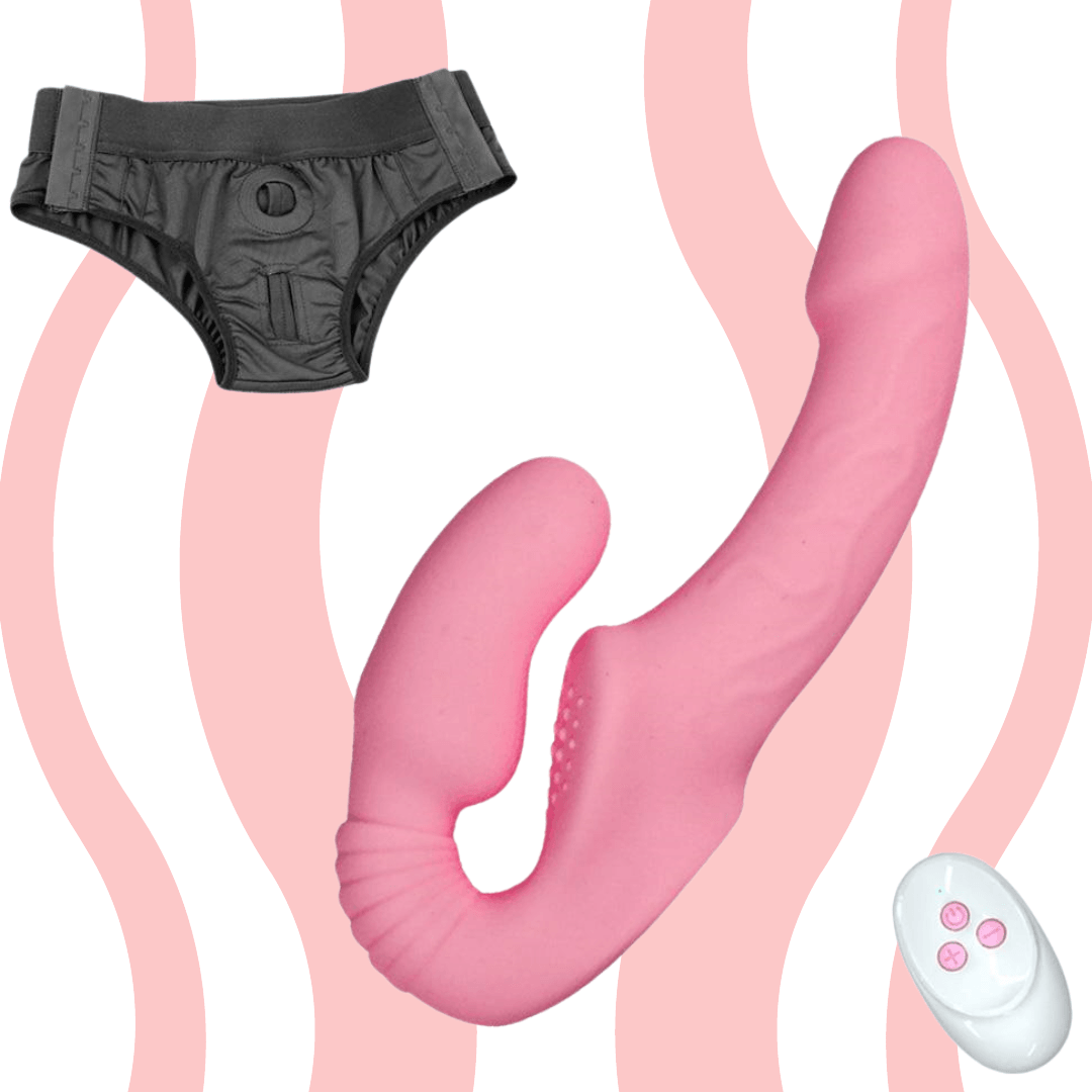 Vibrador Strapon DUO com calcinha e controle remoto - Frete Grátis - Carnelian