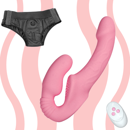 Vibrador Strapon DUO com calcinha e controle remoto - Frete Grátis - Carnelian