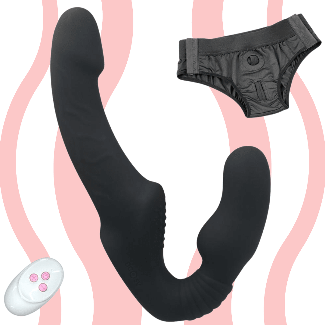 Vibrador Strapon DUO com calcinha e controle remoto - Frete Grátis - Carnelian