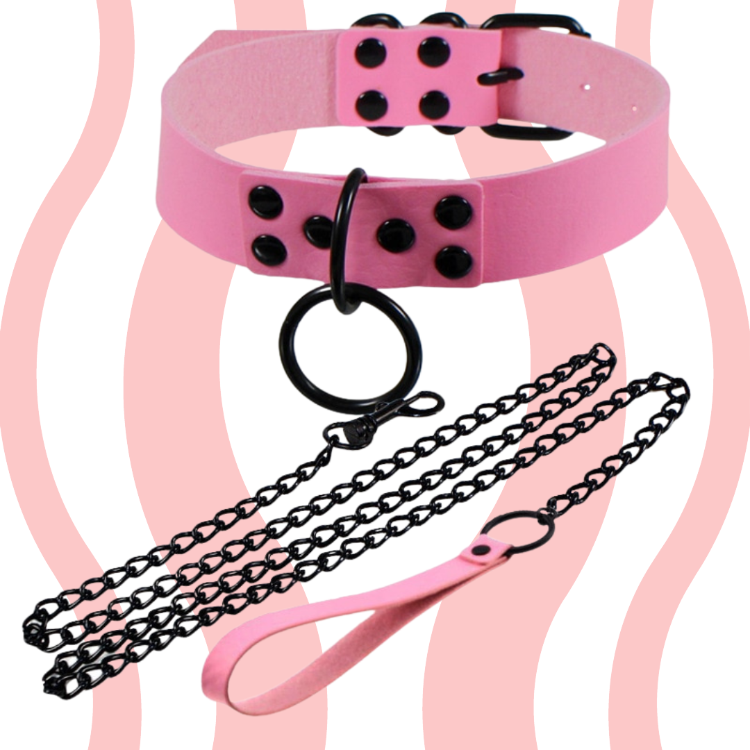 Coleira com guia de corrente BDSM Várias cores - Frete Grátis - Carnelian