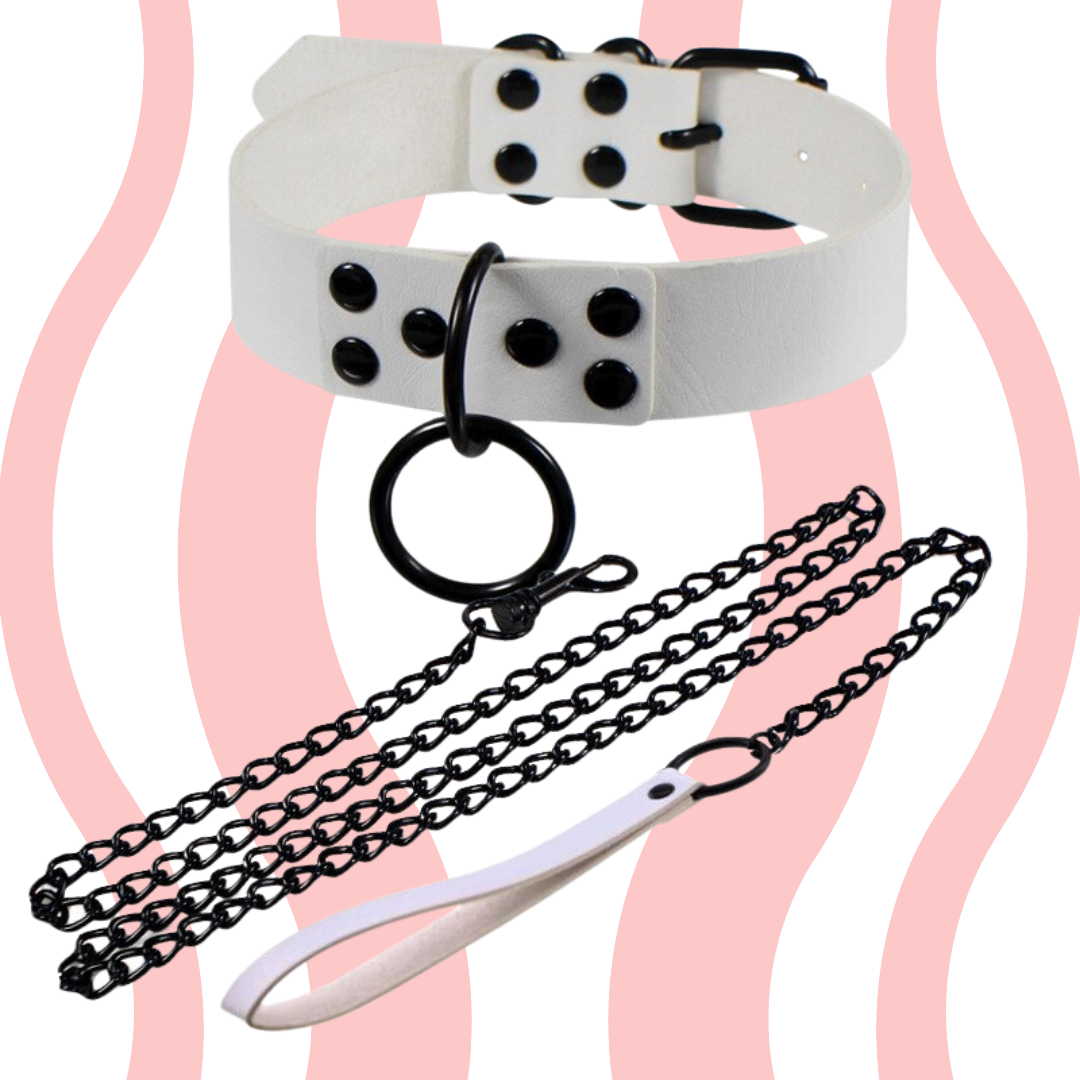 Coleira com guia de corrente BDSM Várias cores - Frete Grátis - Carnelian