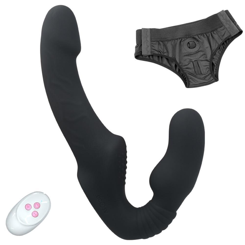 Vibrador Strapon DUO com calcinha e controle remoto - Frete Grátis - Carnelian