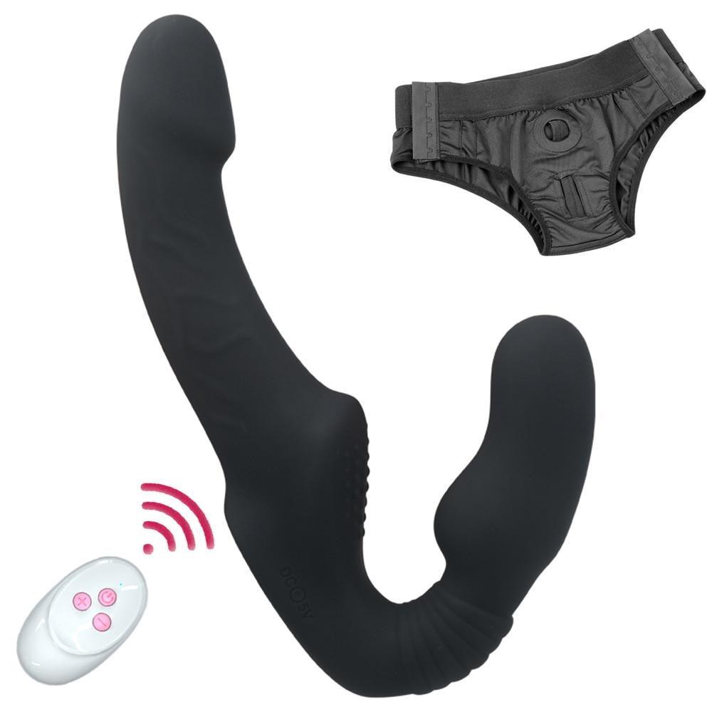 Vibrador Strapon DUO com calcinha e controle remoto - Frete Grátis - Carnelian