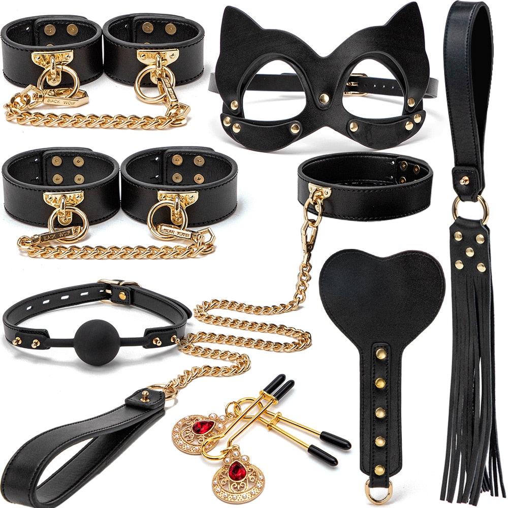 Kit BDSM Bondage Luxuoso de Couro - Frete Grátis - Carnelian