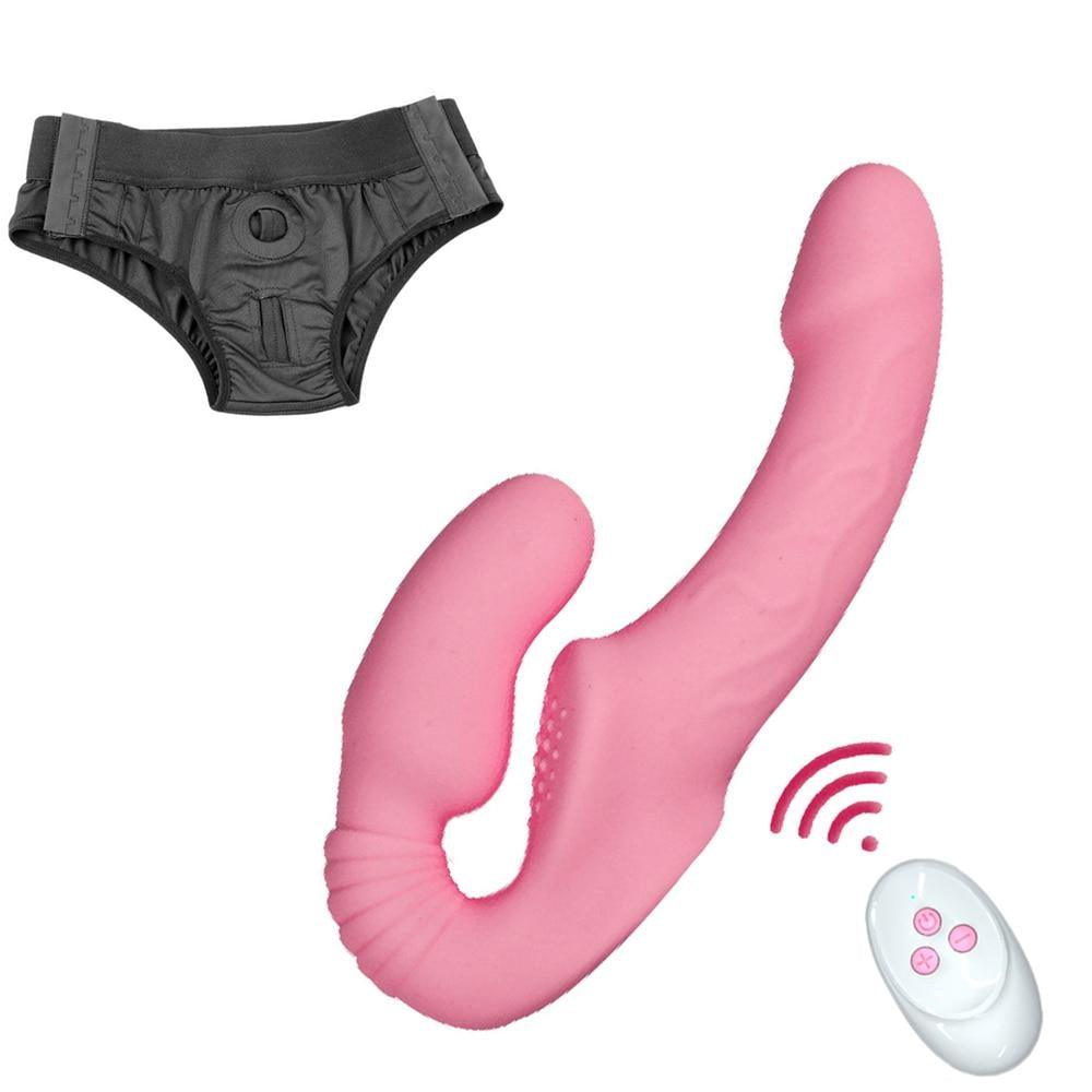 Vibrador Strapon DUO com calcinha e controle remoto - Frete Grátis - Carnelian