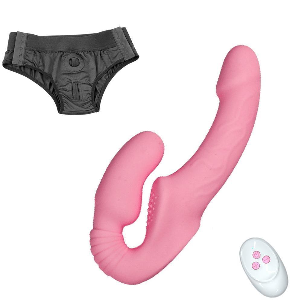 Vibrador Strapon DUO com calcinha e controle remoto - Frete Grátis - Carnelian