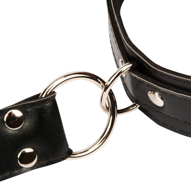 Algema de Contenção com coleira e Chicote Bondage BDSM de Couro - Frete Grátis - Carnelian
