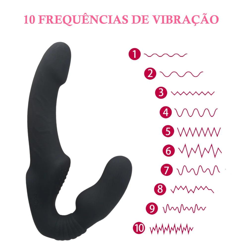Vibrador Strapon DUO com calcinha e controle remoto - Frete Grátis - Carnelian