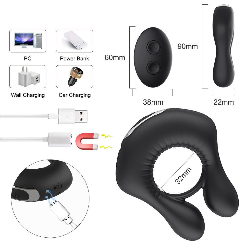 Anel peniano vibratório com controle RING - Frete Grátis - Carnelian