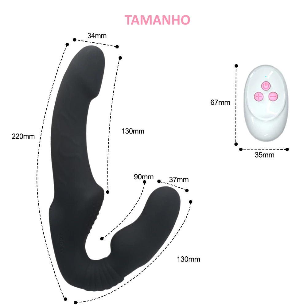 Vibrador Strapon DUO com calcinha e controle remoto - Frete Grátis - Carnelian
